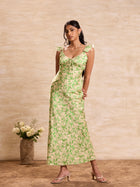 Frill Detailed Printed Maxi Dress