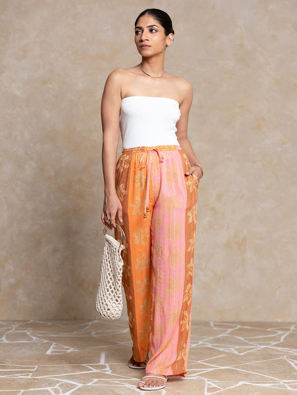 Mid Waist Printed Draw String Pant