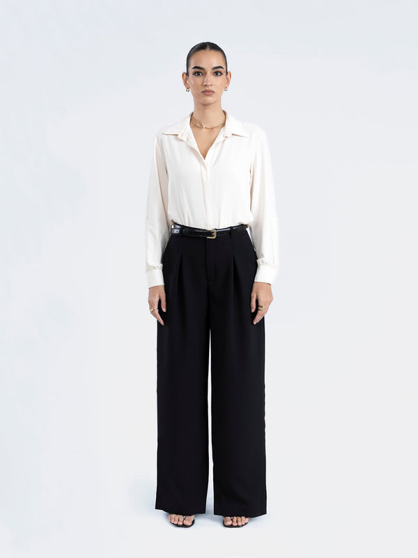 Pleat Detailed Wide Leg Pant