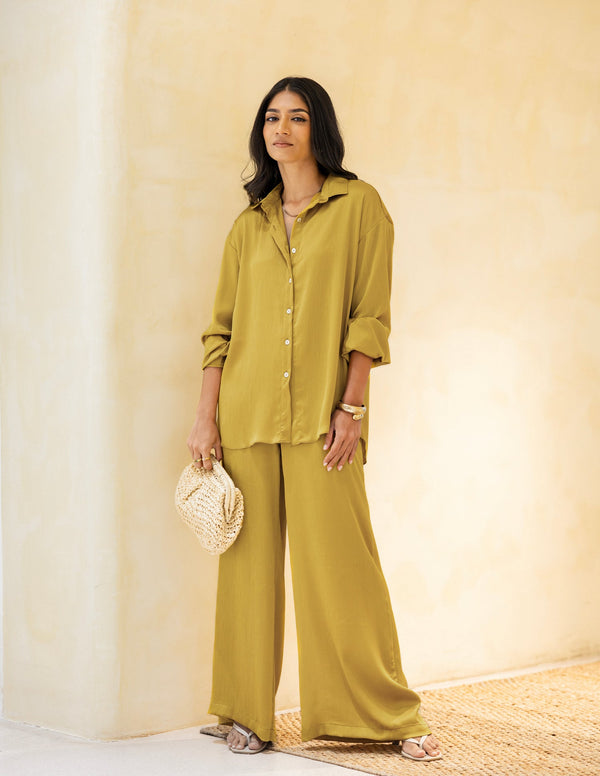 Longsleeved Oversized Satin Shirt