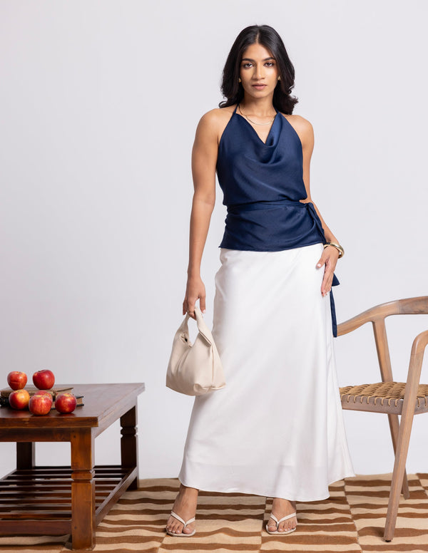 Back Tie Up Detailed Cowl Top