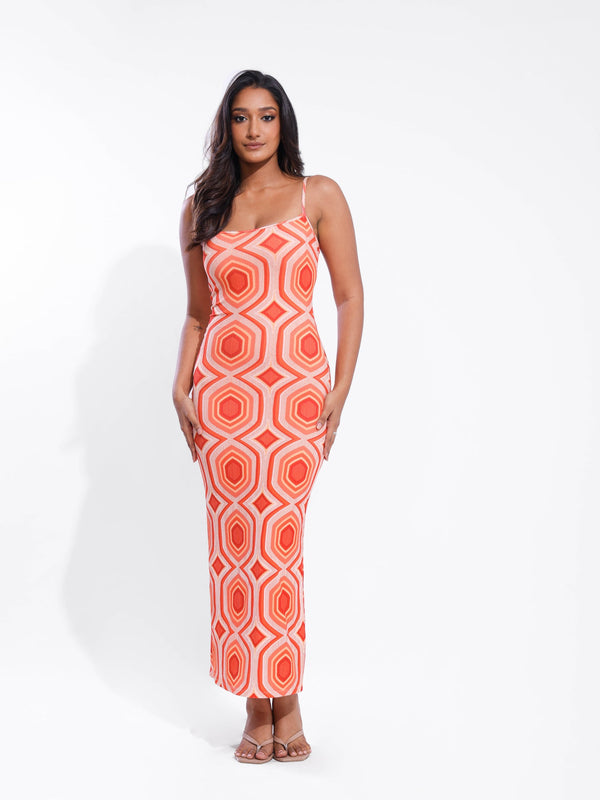 Printed Bodycon Maxi Dress