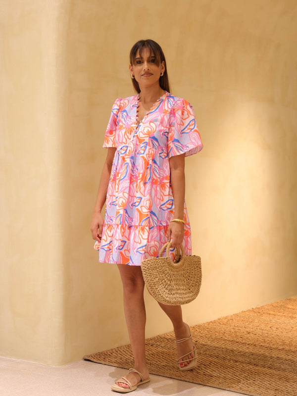 Printed Tiered Mini Dress