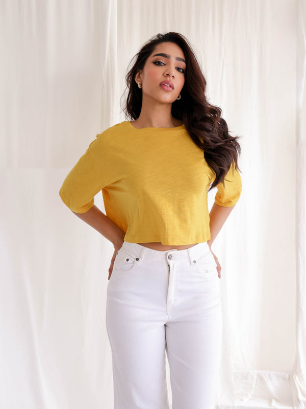 Over Sized Short Sleeve Crop Top