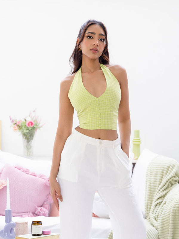 Halter Neck Back Tie Up Top
