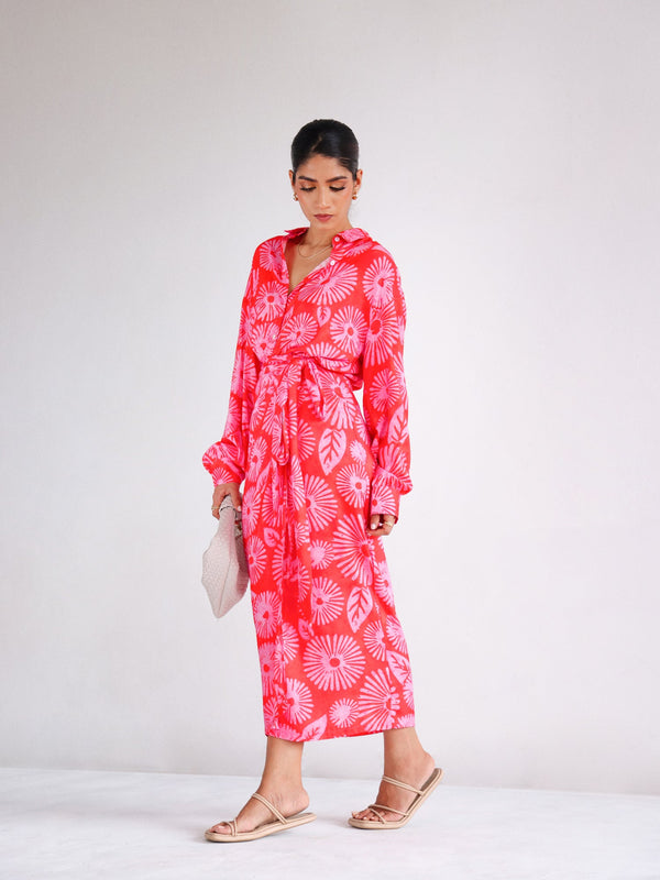 Printed Wrap Midi Skirt