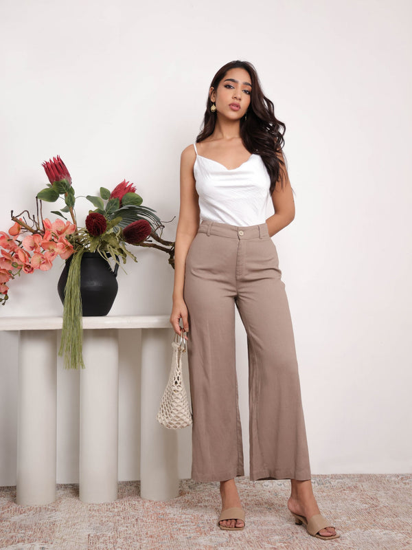 High Waist Linen Culotte