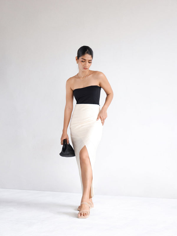 Side Ruched Midi Skirt
