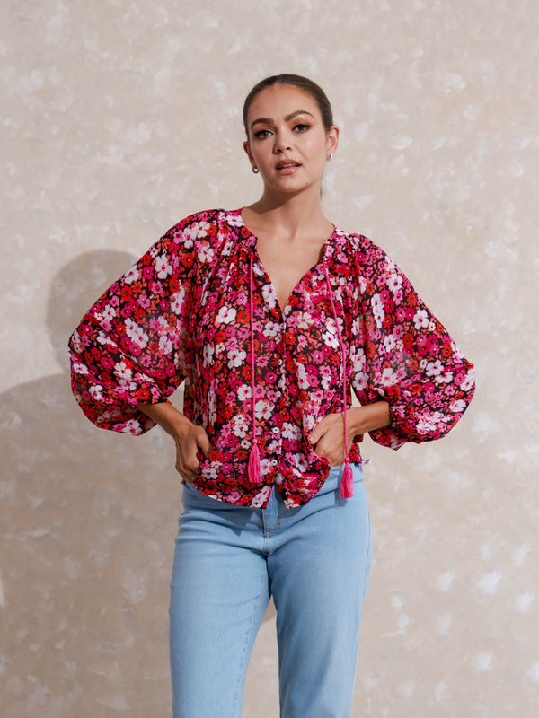 Balloon Sleeve Button Down Top