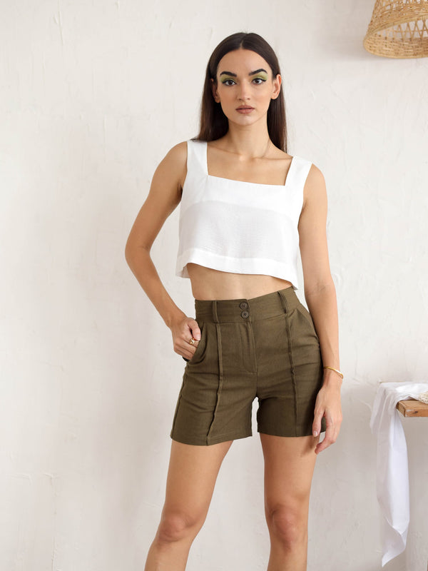 Seam Detail High Waist Short