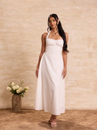 Back Neck Tie Up Bustier Gathering Maxi Dress