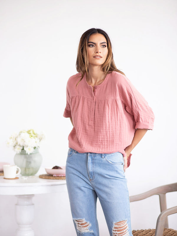 Button Down Loose Fit Top