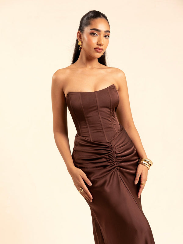 Back Tie Up Detailed Satin Corset Top