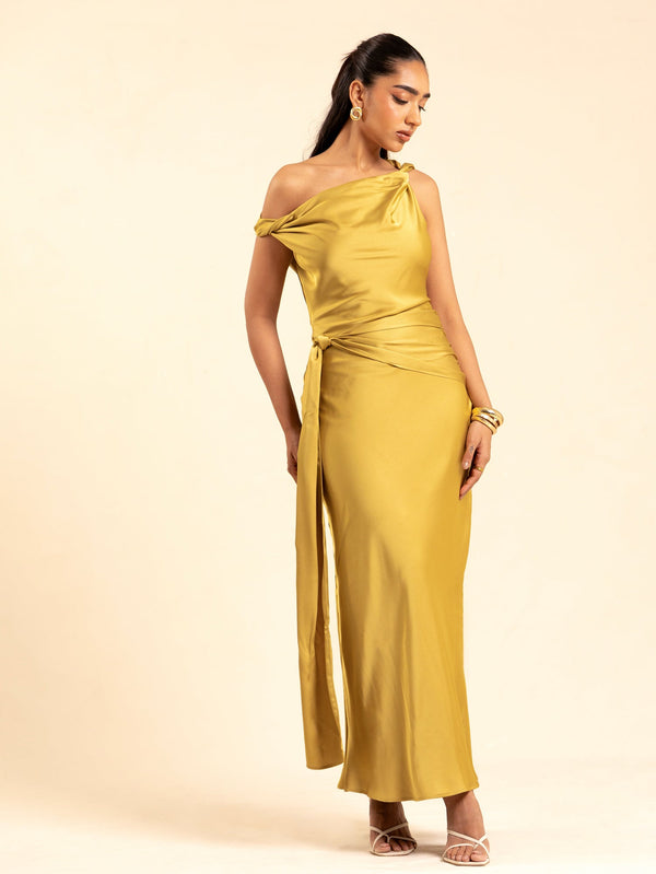 Twisted Detailed Bias Maxi Dress