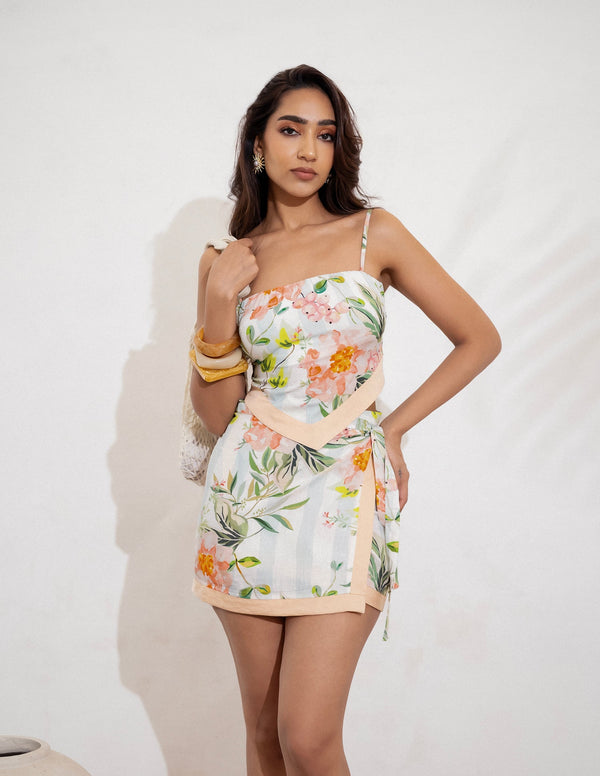 Contrast Binding Detail Mini Wrap Skirt