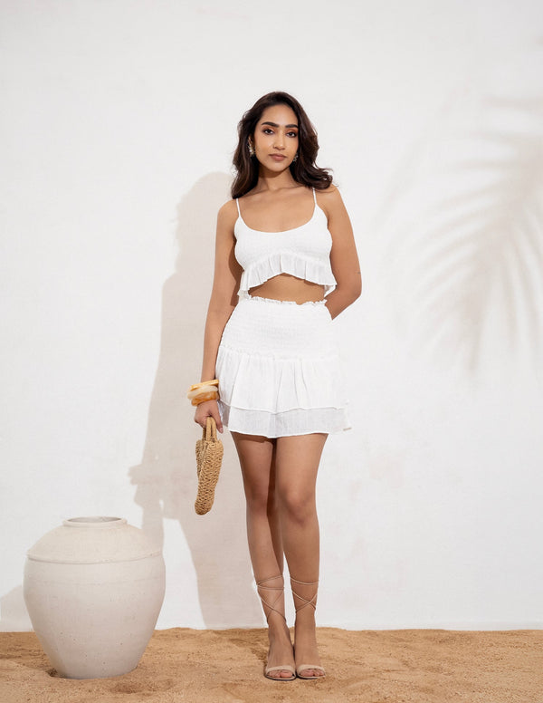 Smocking Detail Mini Skirt