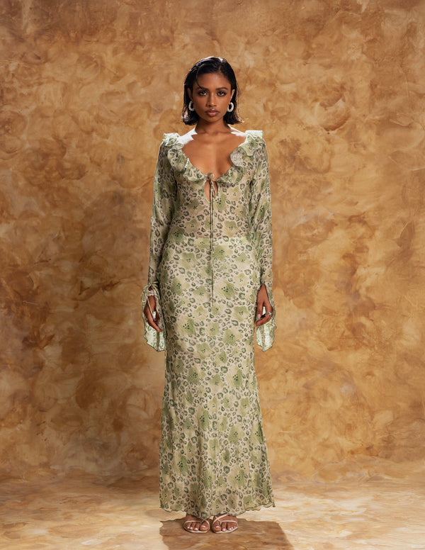 Printed Bias Maxi Dress