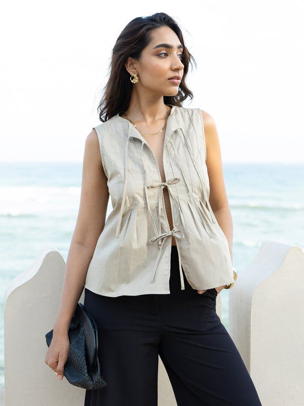 Front Tie Up Sleeveless Top