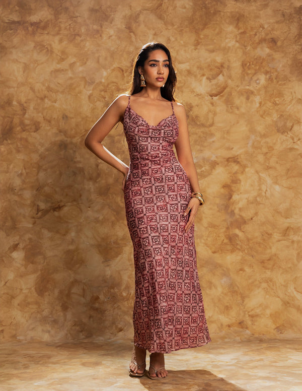 Printed Cowl Neck Dress