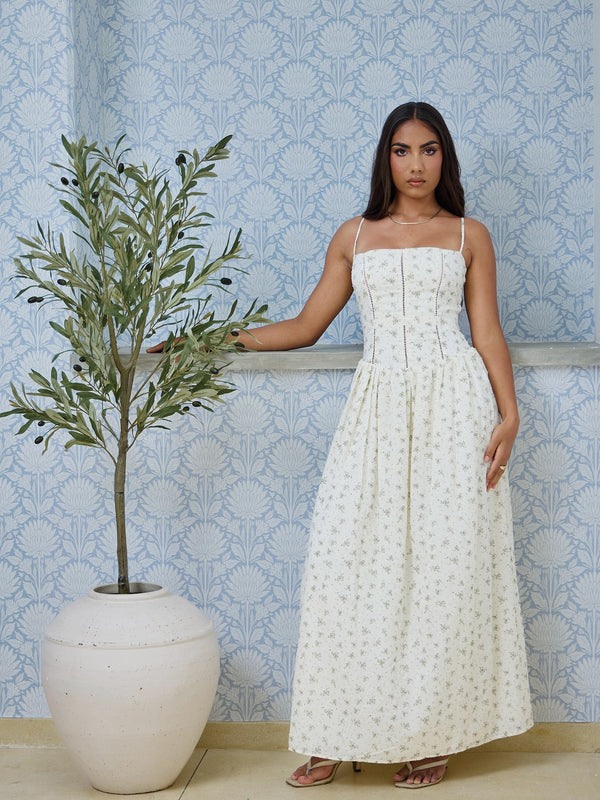 Ladder Lace Detailed Low Waist Maxi Dress