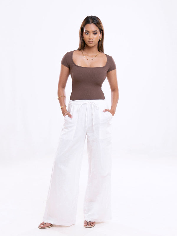 Lily Square Neck Short Sleeved Crop Top